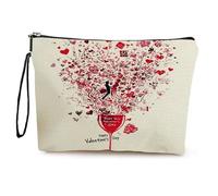 GreatRise Trousse per cosmetici a forma di cuore, piccola borsa da toilette con chiusura lampo, borsa per trucchi, in lino e a forma di cuore, per fidanzata, mamma, sposa, damigella d'onore #1