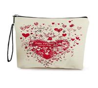 GreatRise Trousse per cosmetici a forma di cuore, piccola borsa da toilette con chiusura lampo, borsa per trucchi, in lino e a forma di cuore, per fidanzata, mamma, sposa, damigella d'onore #2