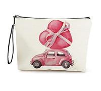 GreatRise Trousse per cosmetici a forma di cuore, piccola borsa da toilette con chiusura lampo, borsa per trucchi, in lino e a forma di cuore, per fidanzata, mamma, sposa, damigelle d'onore HUGS