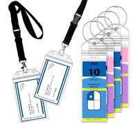 GreatShield Porta targhetta per bagaglio Cruise (4 pezzi) + porta ID con cordino (confezione da 2) Custodia con cerniera in PVC resistente alle intemperie e anello in acciaio per Cruise Line