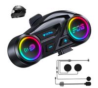 Greatzer Casco da moto Bluetooth 6.0, interfono per moto, 500 m, interfono a 2 cicli, luce RGB on/off, IP56, DSP CVC, riduzione del rumore del vento, risposta automatica, accoppiamento doppio telefono