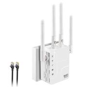 Greatzer Ripetitore WLAN AC1200 Dual Band 5GHz & 2.4GHz Wireless Signal Range Extender con WPS, Access Point, 2 porte LAN, copertura completa a 360°, display LED, compatibile con tutti i dispositivi