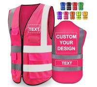 Greaxid, gilet di sicurezza personalizzabile ad alta visibilità per uomo e donna, protettivo, ideale per lavori edili e all'aperto, S ~ 5XL, Colore: rosa., L