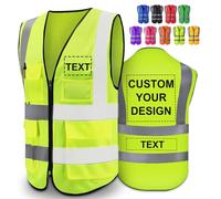 Greaxid Gilet di sicurezza personalizzato per uomini, abbigliamento da lavoro riflettente ad alta visibilità con 5 tasche per la costruzione all'aperto, S ~ 5XL, Fluorescente., XL