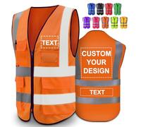 Greaxid Gilet di sicurezza personalizzato per uomo, abbigliamento da lavoro protettivo riflettente ad alta visibilità con 5 tasche per la costruzione esterna, S ~ 5XL, arancione, XXX-Large