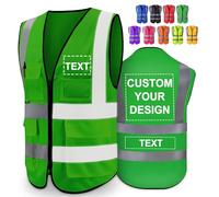 Greaxid Gilet di sicurezza personalizzato per uomo, abbigliamento da lavoro protettivo riflettente ad alta visibilità con 5 tasche per la costruzione esterna, S ~ 5XL, verde, XXX-Large