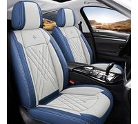 GREB Coprisedili per Auto per Jaguar XJ/XJL X350 Saloon Sedan 2003 2004 2005 2006 2007 2008 2009, PU Anteriore Posteriore Impermeabili Antiscivolo Traspirante Seat Cover Auto,D Blue-Beige