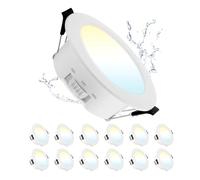 Grebeam 12 Pezzo Faretti LED da Incasso per Cartongesso 12W, Fari da Soffitto, Regolabile Bianco Caldo/Bianco Neutro/Bianco Freddo, IP44 Fari Incassati LED 230V per Bagno, Ø123-133mm Foro
