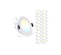 Grebeam 20 Pezzi Faretti LED da Incasso per Cartongesso 5W, Luci da Incasso IP44, Bianco Caldo 3000K/Bianco Natural 4000K/Bianco Freddo 6000K Regolabili, Faretti LED Soffitto per Bagno, Foro Ø75-90mm