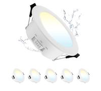 Grebeam 5 Pezzo Faretti LED da Incasso per Cartongesso 5W, IP44 Fari da Soffitto, Regolabile Bianco Caldo/Bianco Neutro/Bianco Freddo, Faretti LED 68mm per Bagno Cucina Soggiorno