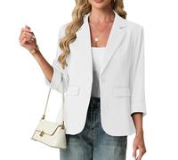 GRECERELLE Blazer da donna con maniche a 3/4, giacche da donna, eleganti cardigan con risvolto dentellato, ufficio, lavoro, cappotti da sposa, capispalla causale con tasche, bottoni