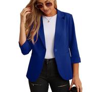 GRECERELLE Blazer da donna, elegante, con maniche a 3/4, per lavoro, casual, lavoro, ufficio, giacca blazer e blazer cardigan con tasche e bottone per le signore, Blu reale, 50