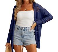 GRECERELLE Cardigan all'uncinetto per le donne, blu navy, L