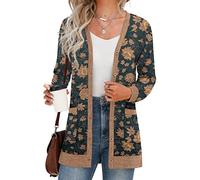 GRECERELLE Cardigan Donna Lungo Golfino Manica Lunga Elegante Comodo Apertura Frontale Bottoni Tasche Maglione Leggero Scollo a V (Verde Aster, XL)