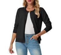GRECERELLE Cardigan estivo morbido da donna, grazioso cardigan leggero girocollo a maniche lunghe cardigan da donna lavorato a maglia tinta unita maglione casual con bottoni per donne UK, notti estive