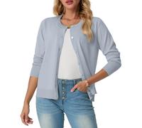 GRECERELLE Cardigan estivo morbido da donna, grazioso cardigan leggero girocollo a maniche lunghe cardigan da donna lavorato a maglia tinta unita maglione casual con bottoni per donne UK, notti estive