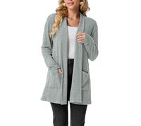GRECERELLE Cardigan lungo e accogliente da donna con tasche davanti aperto elegante casual collo a scialle donna autunno inverno primavera, Dusty Blu, M