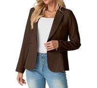 GRECERELLE Giacca da Donna Blazer Elegante a Maniche Lunghe Giacche Casual da Lavoro Ufficio Blazer da Lavoro, da Cerimonia con Bottoni e Tasche per Donne UK 8-20, Caff, 50