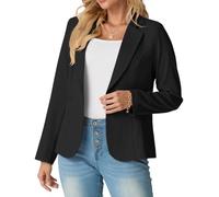 GRECERELLE Giacca da Donna Blazer Elegante a Maniche Lunghe Giacche Casual da Lavoro Ufficio Blazer da Lavoro, da Cerimonia con Bottoni e Tasche per Donne UK 8-20, Nero , 50