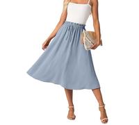 GRECERELLE Gonna midi estiva da donna con tasche e vita elasticizzata | Palazzo Boho Flowy Casual Gonne, elastico in vita con coulisse, cintura regolabile, per vacanze e vacanze