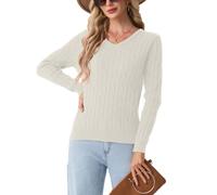 GRECERELLE Maglione da donna con scollo a V, a maniche lunghe, caldo | maglia a cavo, maglioni accoglienti per inverno, autunno, collo a V, uso quotidiano, 2026, guerra, ritenzione del calore