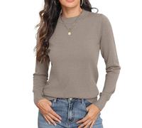 GRECERELLE - Maglione da donna, morbido, a maniche lunghe, con scollo tondo, per autunno, inverno e primavera, Albicocca scura, L