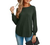 GRECERELLE Maglioni da donna a maniche lunghe leggeri girocollo casual morbidi lavorati a maglia pullover per signore, Verde militare, L