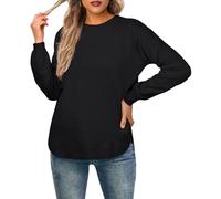 GRECERELLE Maglioni da donna a maniche lunghe leggeri girocollo casual morbidi lavorati a maglia pullover per signore, 01 Nero, L
