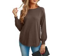 GRECERELLE Maglioni pullover da donna a maniche lunghe leggeri girocollo casual morbidi lavorati a maglia per signore, Caff, M