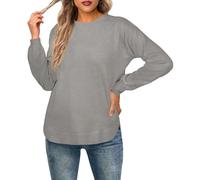 GRECERELLE Maglioni pullover da donna a maniche lunghe leggeri girocollo casual morbidi lavorati a maglia per signore, Grigio, XL