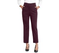 GRECERELLE Pantaloni da completo da donna, pantaloni in tessuto business stretch, eleganti, con cintura elastica con cerniera, tasche e bottoni per ufficio, affari, tutti i giorni, rosso vivo, M