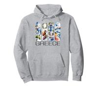 Grecia, Acquerello Pennellata Grecia Design, Isole Greche Felpa con Cappuccio