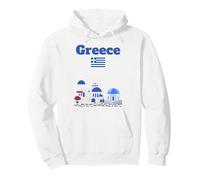 Grecia Bandiera Vacanza Souvenir Isole Cicladi architettura Felpa con Cappuccio