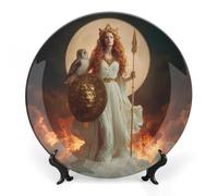 Grecia Dea e Luna Stampato Bone China Piatto decorativo Piatto decorativo in ceramica con espositore per la decorazione della parete domestica, Stile:, 7inch