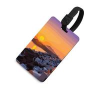 Grecia Island Sunset Landscape Baggage Card Holder per valigie con scudo per la privacy Borsa da viaggio Tag ID per uomini e donne borsa zaino, stile nero, taglia unica, etichetta per bagagli