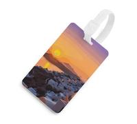 Grecia Island Sunset Landscape Baggage Card Holder per valigie con scudo per la privacy Borsa da viaggio Tag ID per uomini e donne zaino borsa, stile bianco, taglia unica, etichetta per bagagli