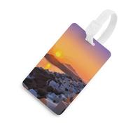 Grecia Island Sunset Landscape Baggage Tag Baggage Card Holder per valigie con Privacy Shield Borsa da viaggio Tag ID Tag per uomini e donne borsa zaino bianco stile