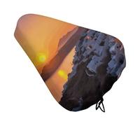 Grecia Island Sunset Landscape Bike Seat Cover per uomo e donna idrorepellente Cuscino per bicicletta regolabile per bici all'aperto