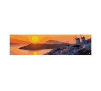 Grecia Island Tramonto Paesaggio Grande Festa Banner Cartello Appeso alla Parete Sfondo Banner Festa di Compleanno Fondali per Capodanno Laurea Matrimonio Compleanno Decorazione 120x30cm
