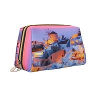 Grecia Island Tramonto Paesaggio Stampa Makeup Bag Portatile Versatile Toiletry Bag Grande Capacità Borsa Cosmetica per le Donne, bianco, Taglia unica, Beauty case