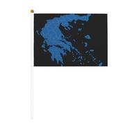 Grecia Map Pattern Print 6pack & 10 Pack Hand Waving Flags, bandiera palmare su bastone, per sfilate, feste, bar, compleanni