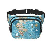 Grecia Map Print Square Waist Purse Double Layer Fanny BagTrendy Travel Waist Bag per uomini e donne, nero, Taglia unica