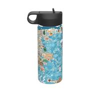 Grecia Mappa Stampa La Stampa 18oz Acciaio Inox Sport Bollitore Isolato con Coperchio per Adulto Uomini Donne