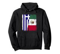 Grecia Messico Mezza Bandiera Greco Messicano Patrimonio Felpa con Cappuccio