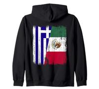 Grecia Messico Mezza Bandiera Greco Messicano Patrimonio Felpa con Cappuccio