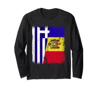 Grecia Moldavia Mezza Bandiera Greco Moldavo Patrimonio Maglia a Manica