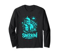 Grecia Santorini Graffiti Street Art Design Maglia a Manica