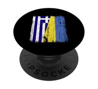 Grecia Ucraina Mezza bandiera Patrimonio greco ucraino PopSockets PopGrip Adesivo