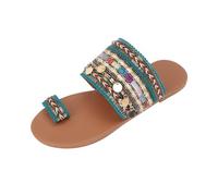 Greco, infradito pavimento artigianale sandali sandali stile fatti a mano boho donne pantofola, verde, 37 EU