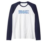 Greco per Nascita e per Gods Grace Orgoglio Nazionale Etnico Maglia con Maniche Raglan